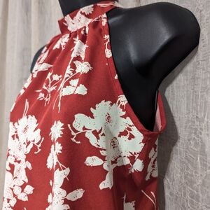 59. SHEIN Red and White Floral Tank Top